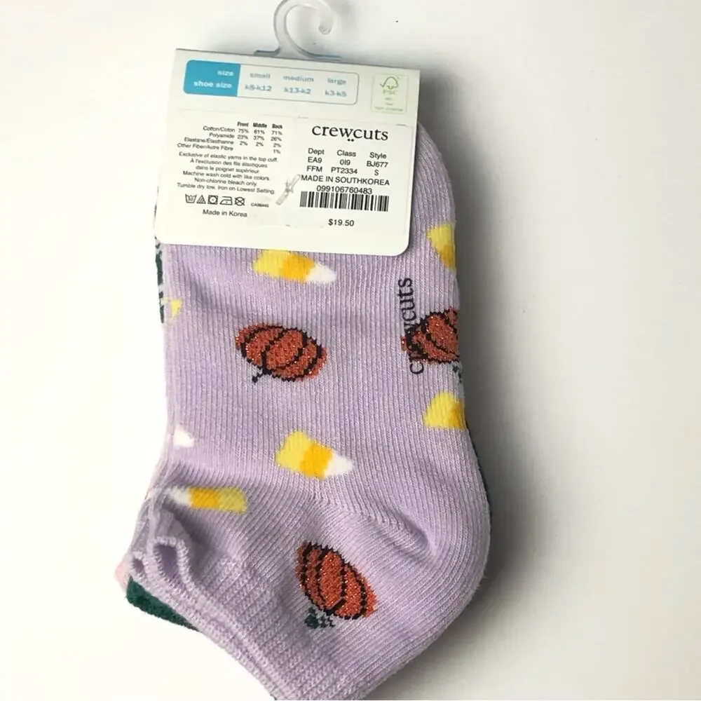 Crewcuts Girl's Fall Theme Multi- Print Socks Three Pairs Sz S NWT